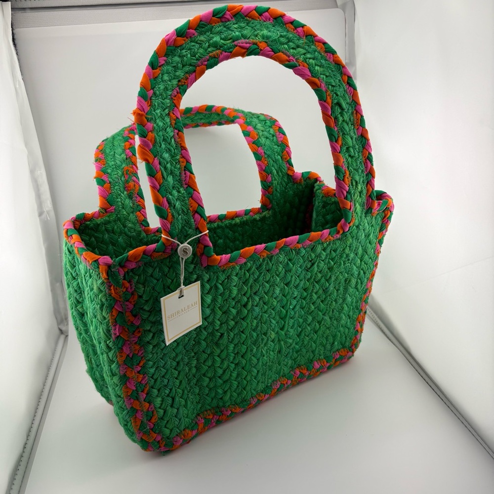 Shiraleah Green Woven LIV Tote with Chevron Design